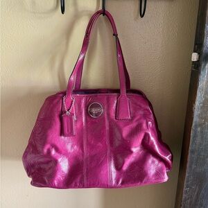 Coach Pink Leather Tote with Silver Hardware